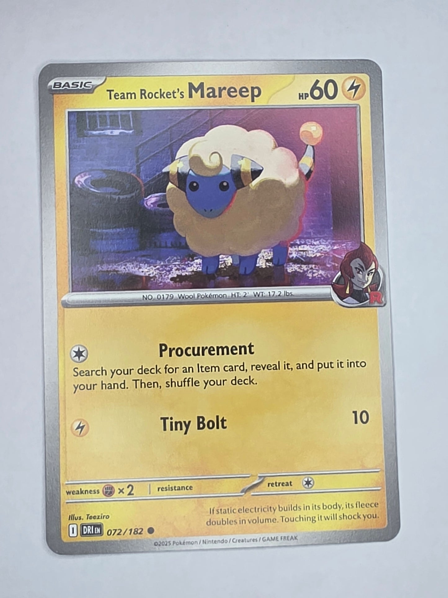 #072/182 Team Rocket's Mareep Normal