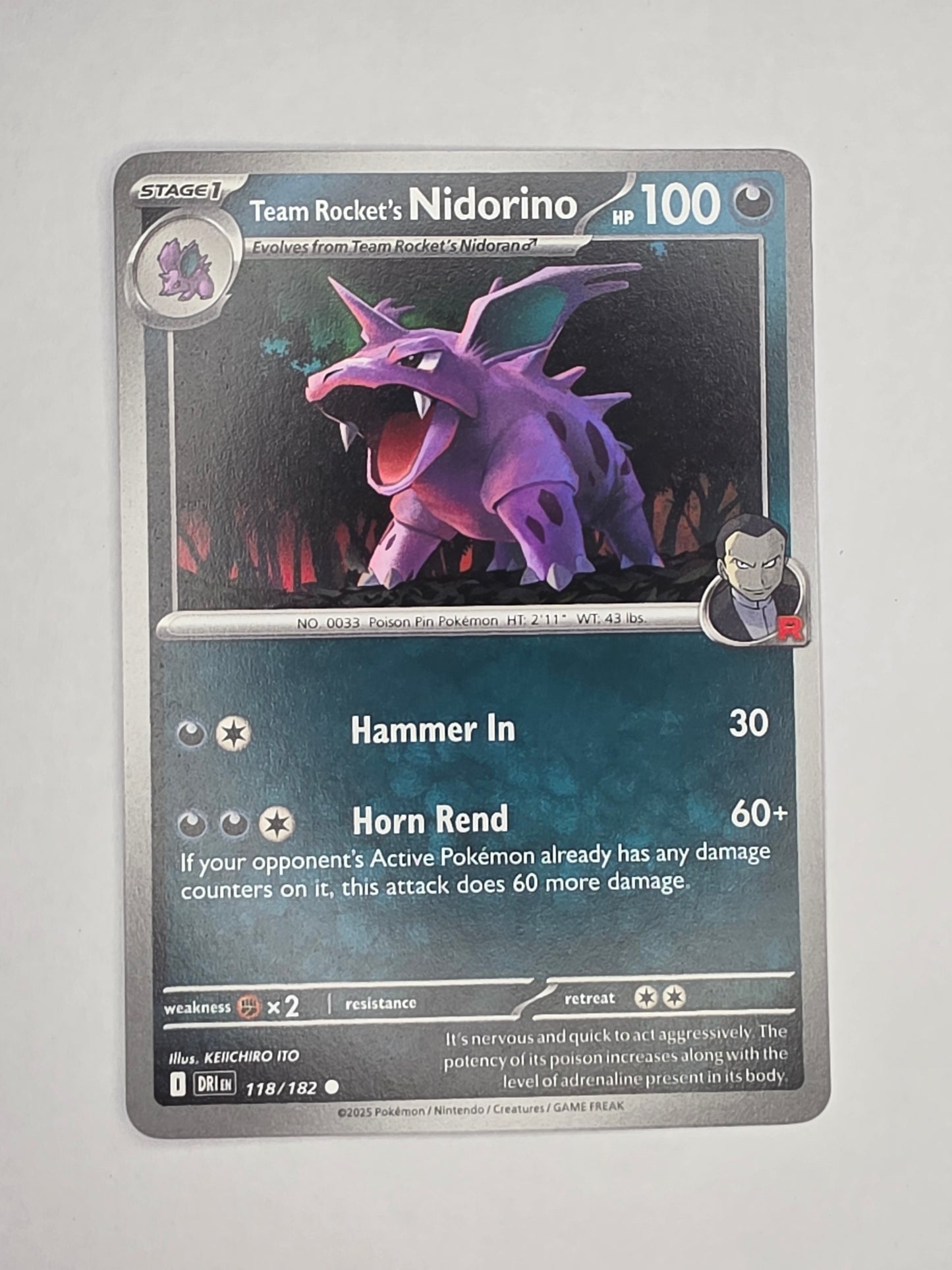 #118/182 Team Rocket's Nidorino Normal