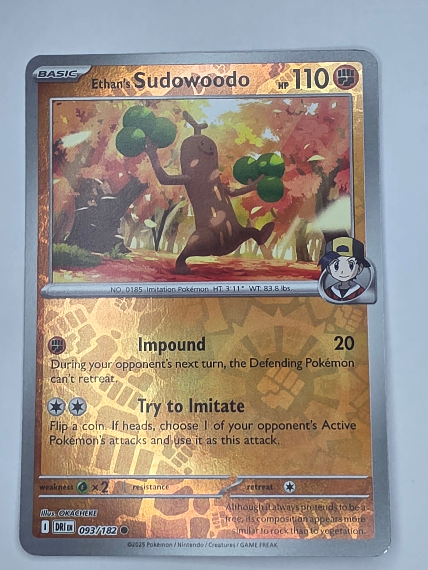 #093/182 Ethan's Sudowoodo Reverse Holo
